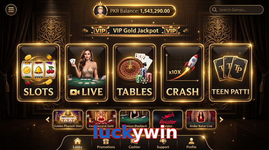 Main screen of Luckywin casino page for PK players